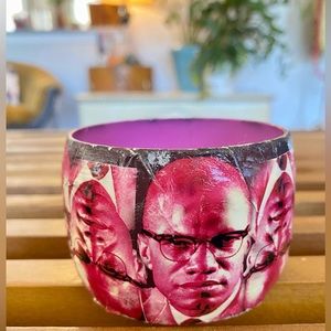 Vtg Handmade Malcolm X Pink Heritage Bangle Bracelet 2”w Afrocentric 90s As Is
